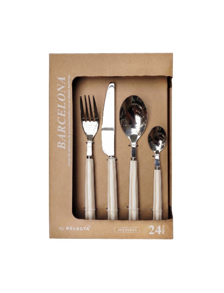 SET 24 PIEZAS CUBIERTOS MANGO RAYAS BEIGE "BARCELONA" SET 24 PIEZAS CUBIERTOS MANGO RAYAS BEIGE "BARCELONA"