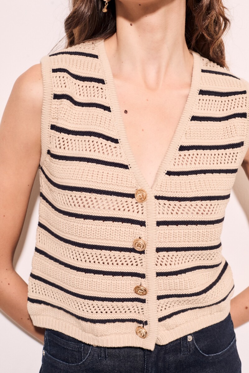 Chaleco Rayado Nácar