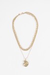 Collar acero triple cadena con dijes dorado