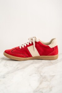 Zapatilla Gamuza Combinada Rojo