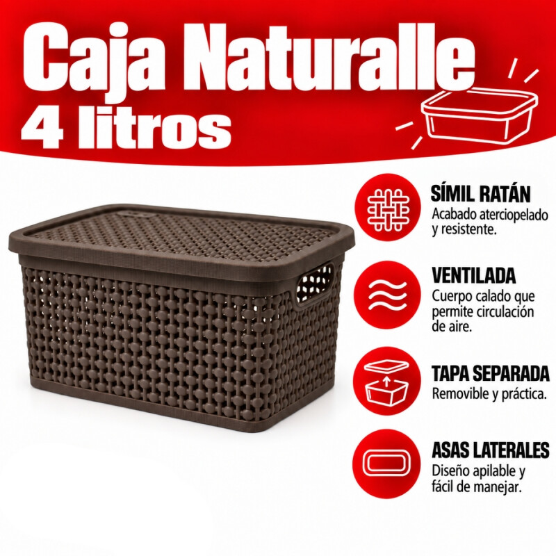 Set x3 Caja simil ratán 4 lts CHOCOLATE