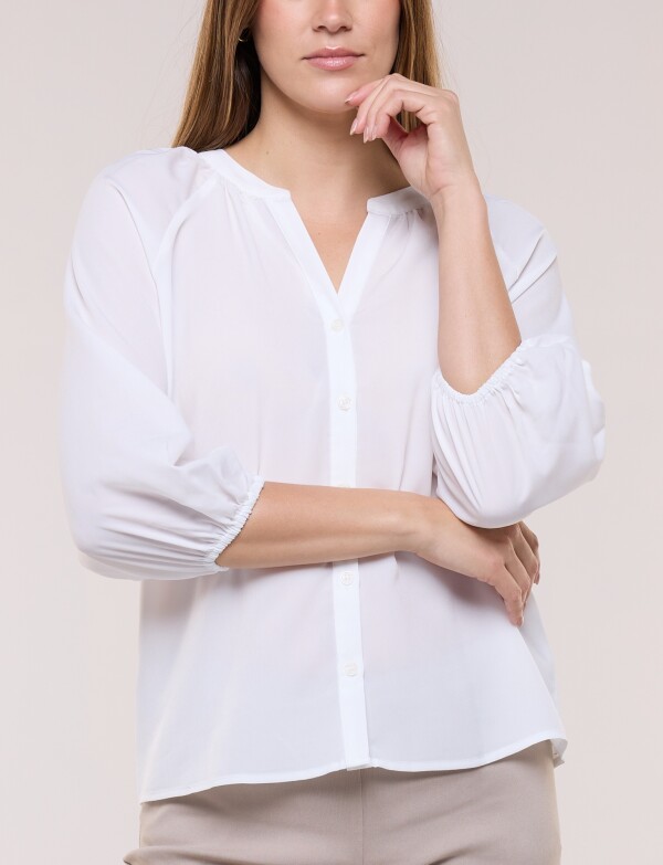 Blusa De Gasa Con Manga Abullonada CRUDO