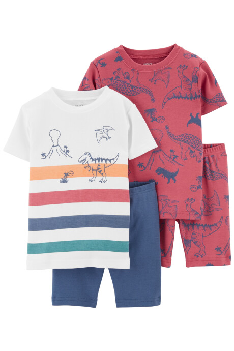 Pijama de Cuatro Piezas de Algodón con Ajuste 100% Perfecto Dinosaurios 0