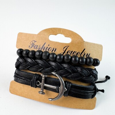 Pulsera en Cuero Pack x 3 Ancla