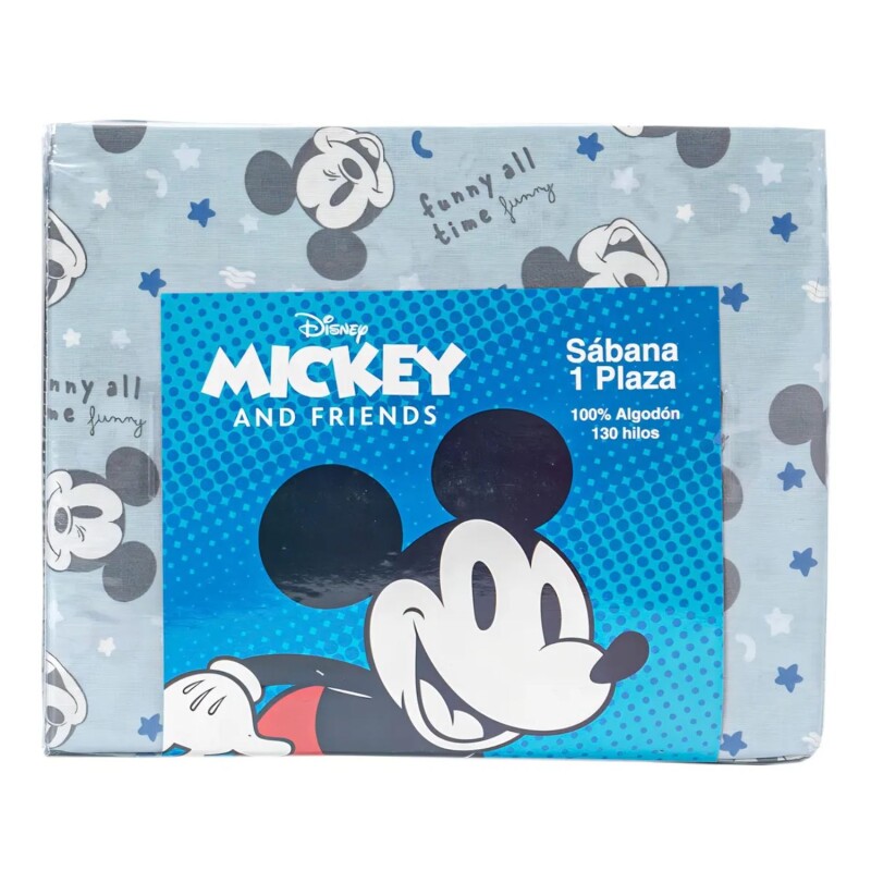 Juego De Sábanas 1 Plaza 130 Hilos 100% Algodón Stitch Para Cama Infantil Mickey