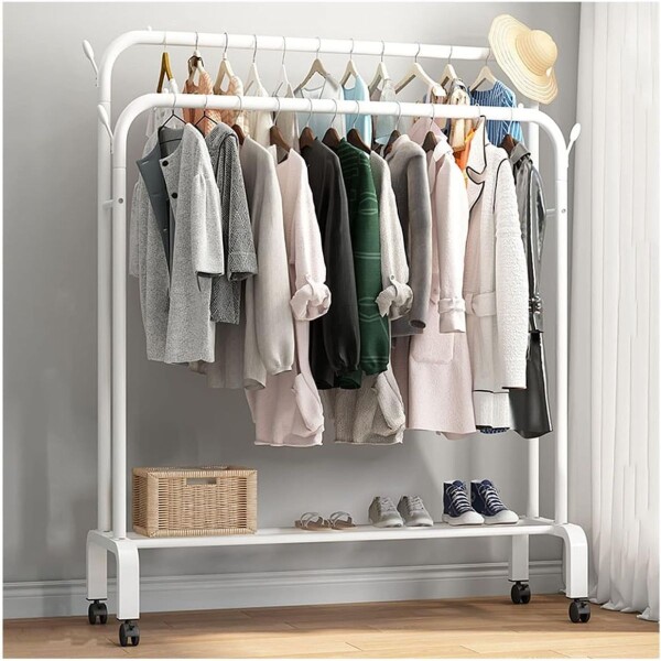 Perchero Doble Ropa Barra Acero Percha Metal Ganchos Ropero Placard Con Ruedas Imback Color Blanco Perchero Doble Ropa Barra Acero Percha Metal Ganchos Ropero Placard Con Ruedas Imback Color Blanco