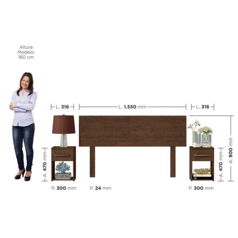 Respaldo de Sommier C/ 2 Mesas de Luz - MDP - DAKAR Respaldo de Sommier C/ 2 Mesas de Luz - MDP - DAKAR