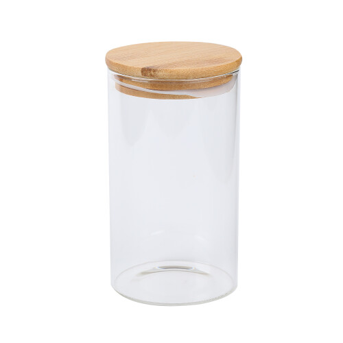Recipiente vidrio tapa de madera 85*200mm N/a