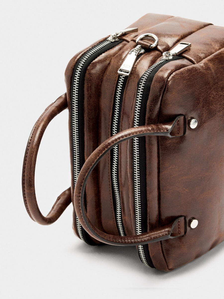 Bolso Bowling Efecto Craquelado marron