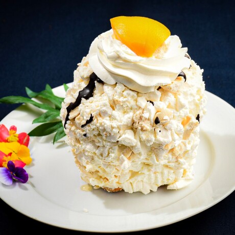 Postre de merengue y durazno Postre de merengue y durazno