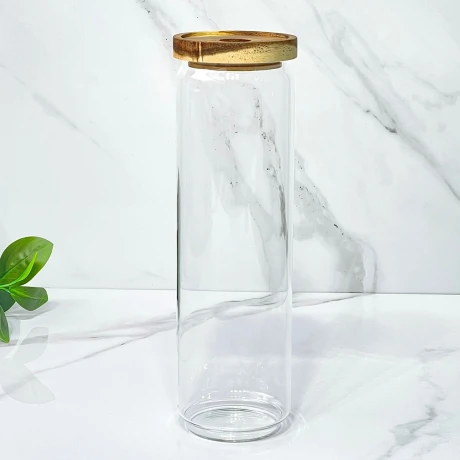 Recipiente Hermético Vidrio C/Tapa Acacia 1.5L Alto 31cm x Ø 9cm Recipiente Hermético Vidrio C/Tapa Acacia 1.5L Alto 31cm x Ø 9cm