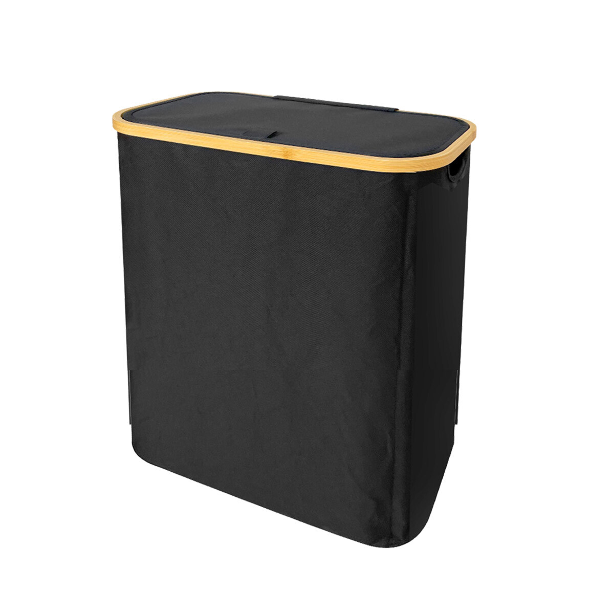 CANASTO TELA PLEGABLE MARCO MADERA OVAL 3REPARTICIONES 3COL 57X37X75CM 