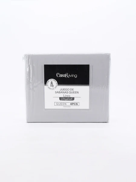 JUEGO DE SABANAS QUEEN GRIS CLARO
