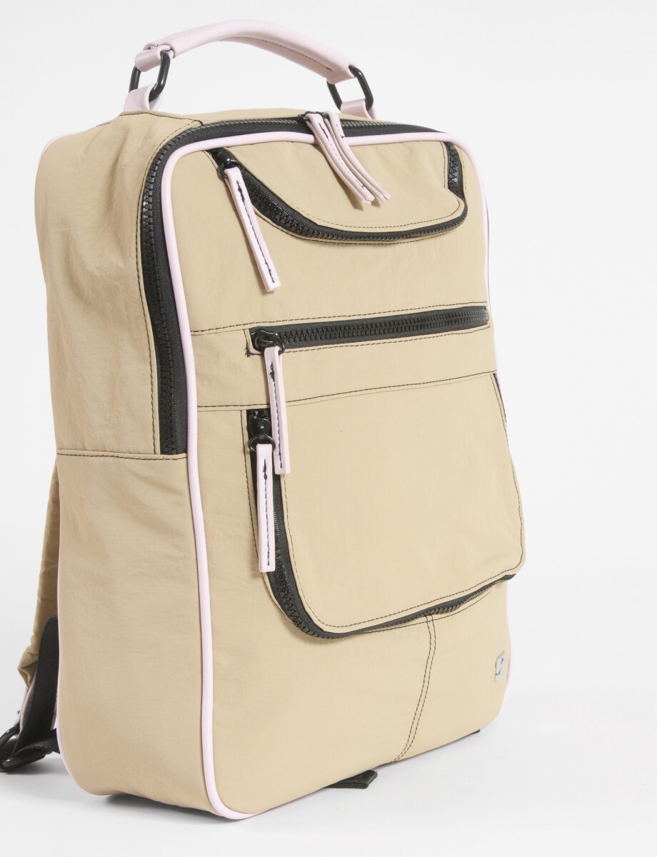 Mochila porta laptop cierres - beige 