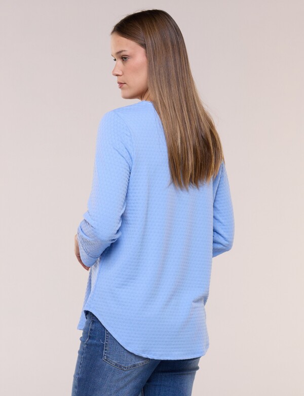 Remera Manga 3/4 Con Detalle De Puntilla Calada CELESTE
