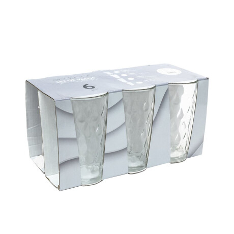 Set X6 Vasos Altos Rubí p/Agua Refresco Jugo en Vidrio 336ml Transparente