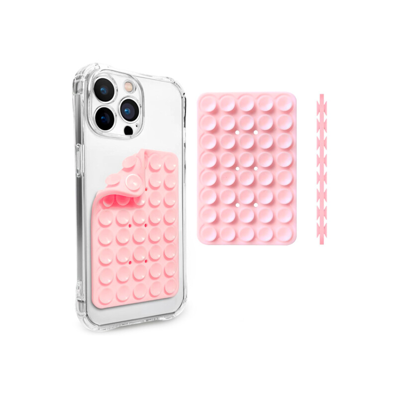 Soporte ventosa doble para celular color rosa Soporte Ventosa Doble Para Celular Color Rosa