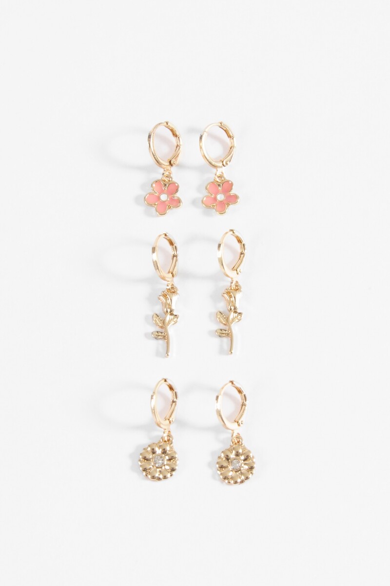 Set de caravanas floral dorado