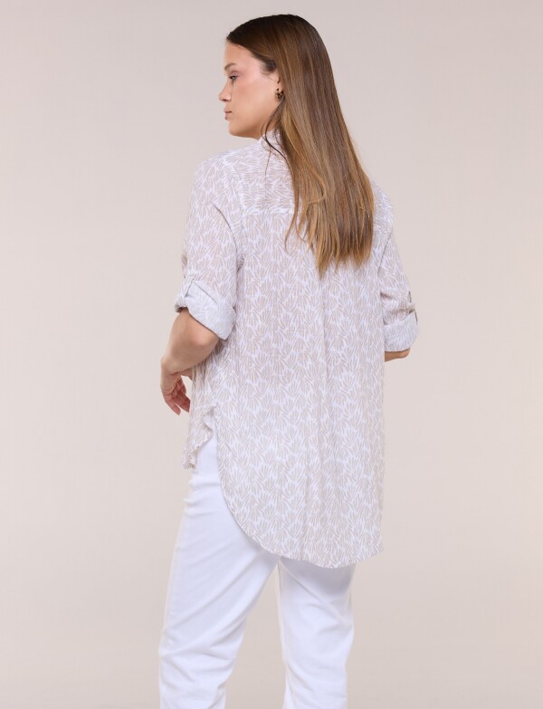 Camisa Holgada Estampa Botánica BEIGE