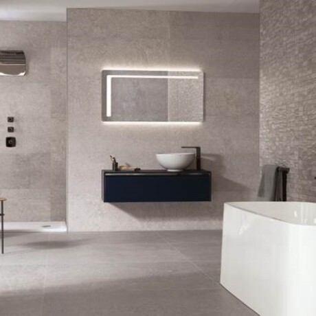 CERAMICA PARA PARED DE 45X120 RECTIFICADA COLOR ACERO TIPO PIEDRA SERIE PRADA PORCELANOSA GAMAS DE GRIS