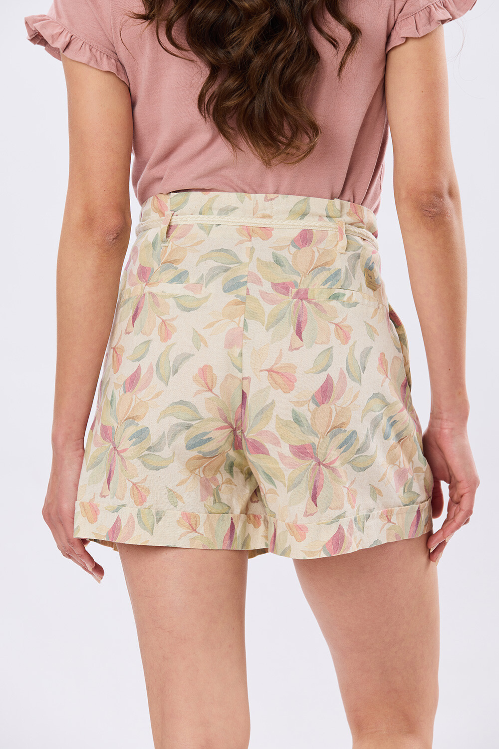 SHORT ESTAMPADO DE LINO Coral