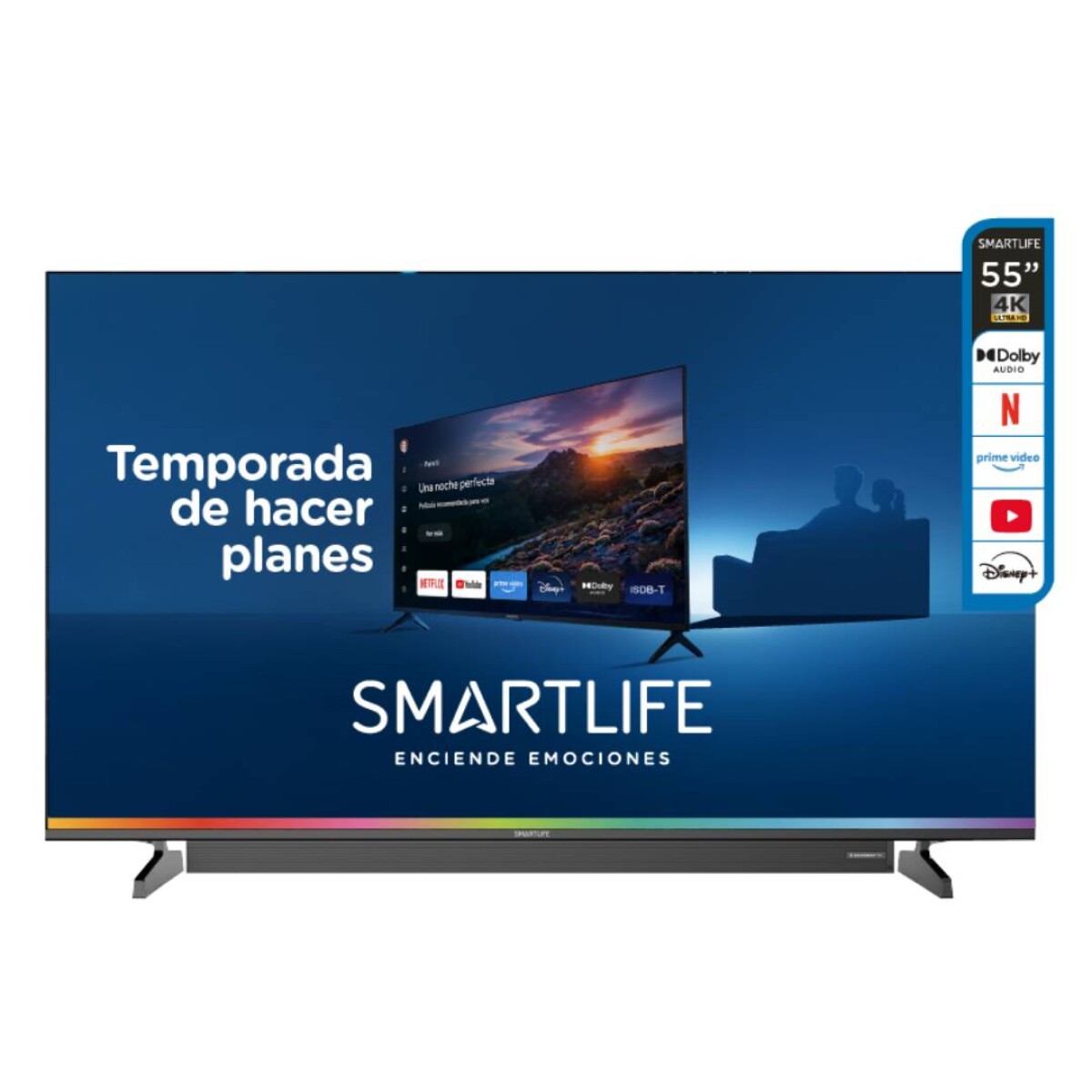 Smart TV Smartlife 55 UHD 4K Con Barra de Sonido - SL-TVQ55T25SB 