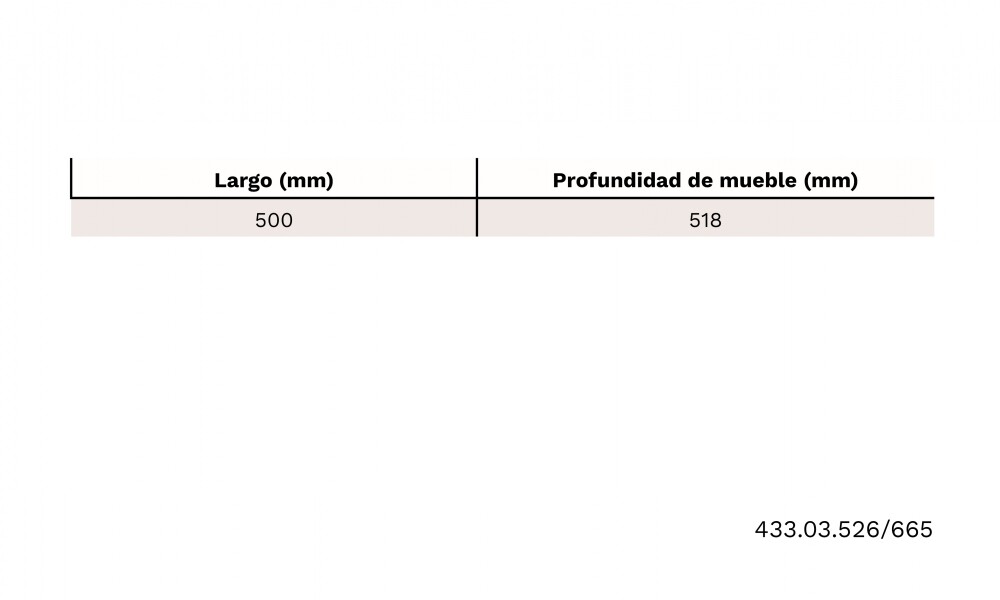 Guia oculta UFA para cajón PUSH 433.03.5 500
