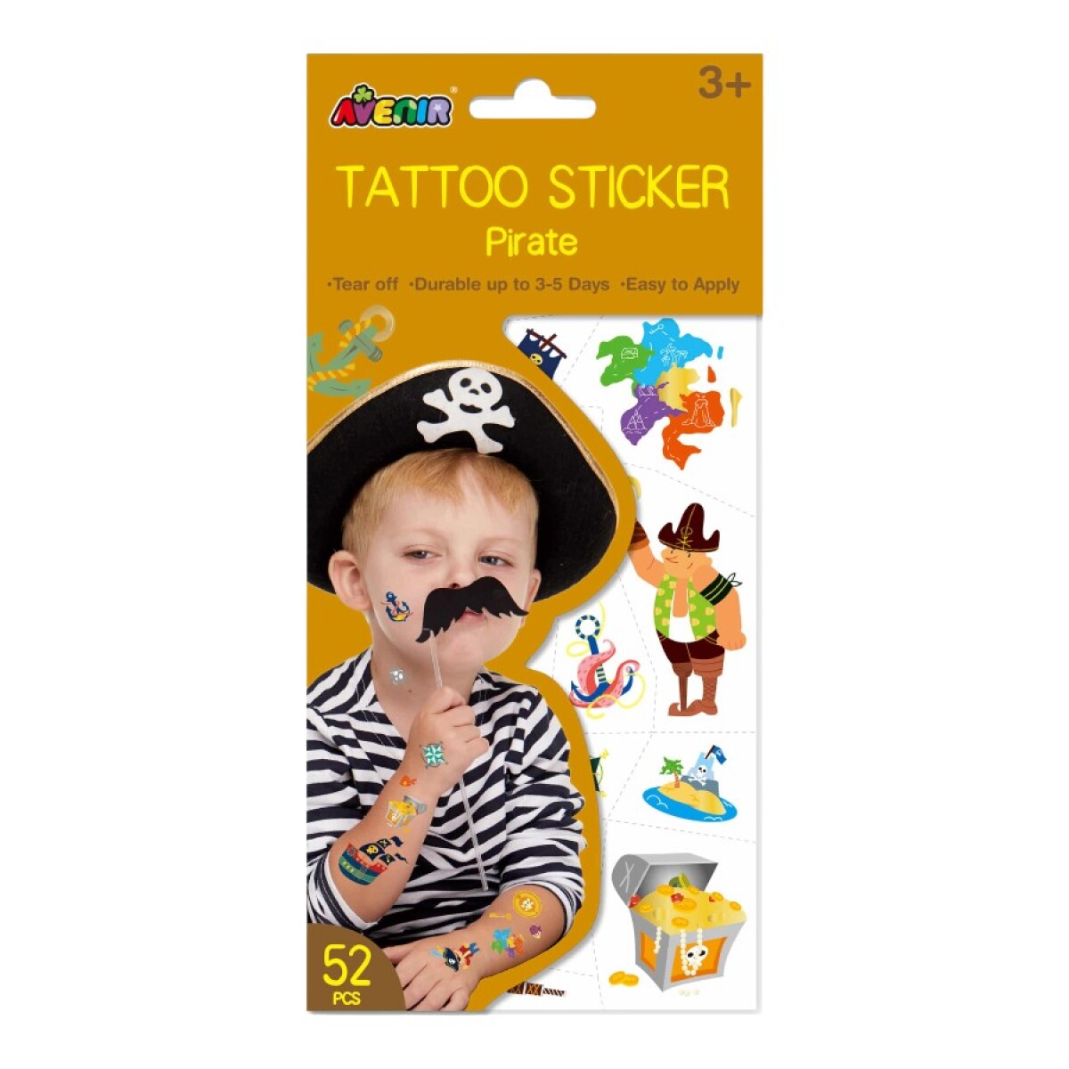 Tatuajes Infantiles Piratas 52 Pcs Avenir 