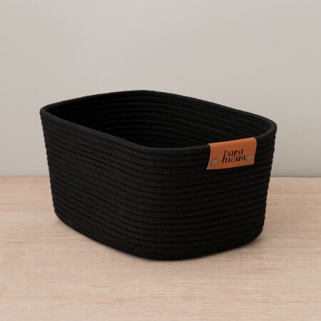 CESTO ORGANIZADOR DE ALGODON CON ASA 45X30X22CM NEGRO CESTO ORGANIZADOR DE ALGODON CON ASA 45X30X22CM NEGRO