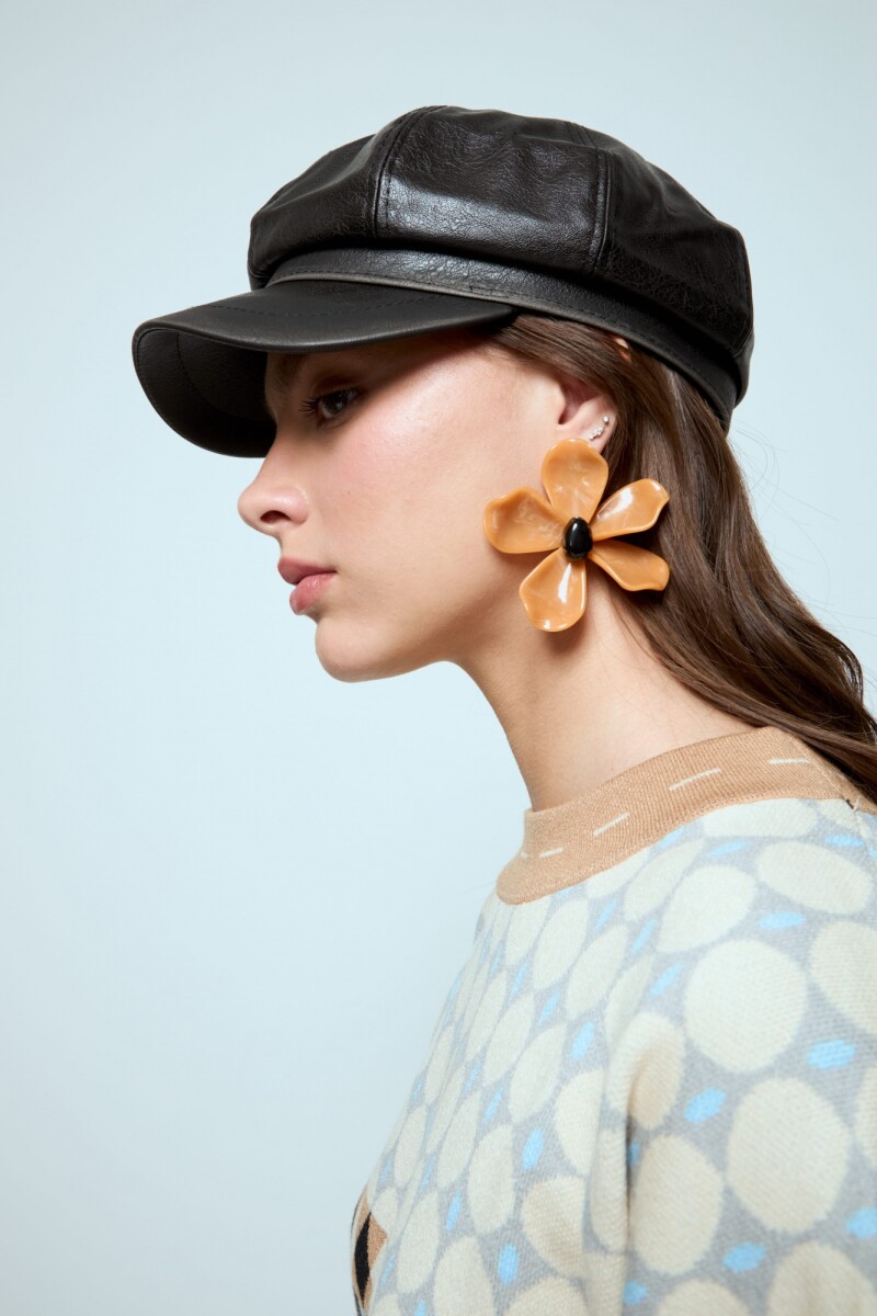 Caravanas flor acrilico camel