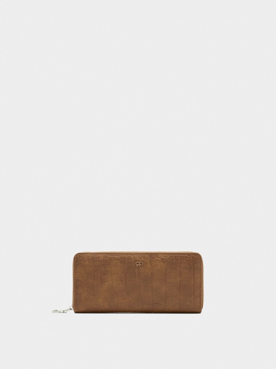 Cartera Con Grabado Animal L - camel 