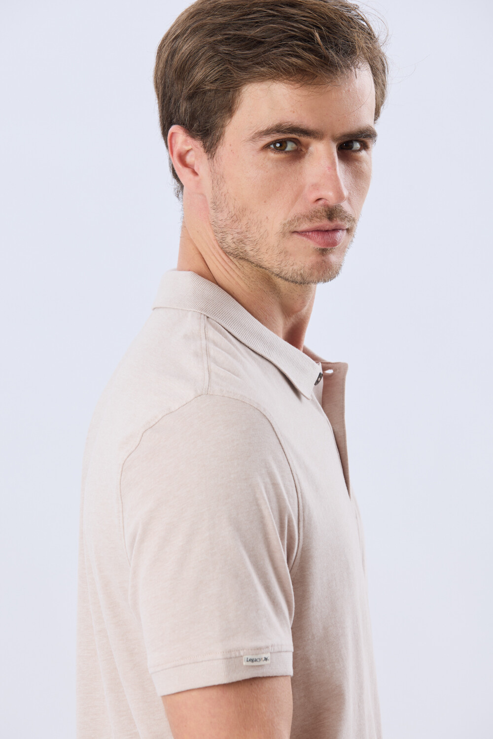 REMERA POLO LISA JERSEY Beige