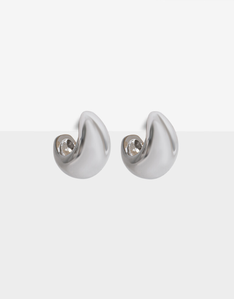 Aros Argollas Metal Argollas Chunky Plateadas - Plateado Rodio