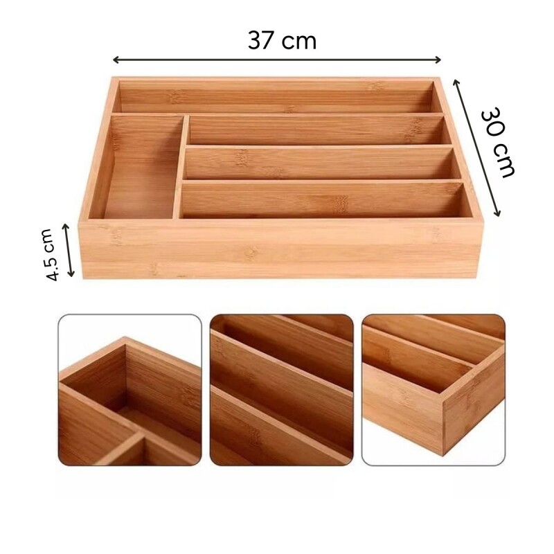 Organizador de cubiertos bambú Organizador de cubiertos bambú