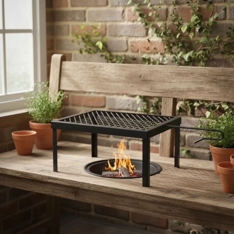 Parrilla para Parrillero y Estufa a Leña para Asado y Carnes Negro