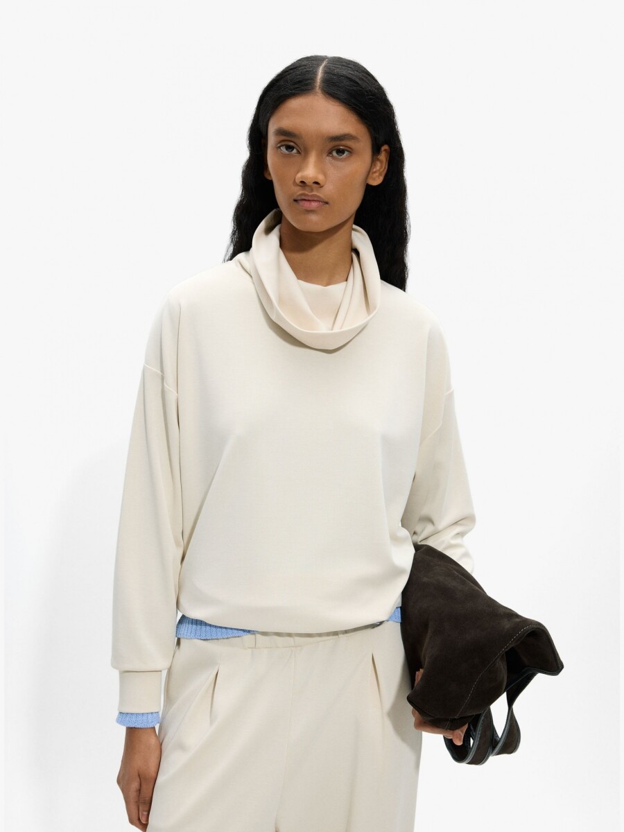 Sudadera Con Cuello Alto Y Tacto Suave blanco