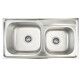 Pileta Y Media Satinado De Acero Inoxidable 78X42X22 Para Cocina