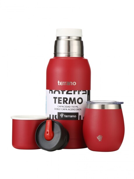 Set Acero 750ml / Mate con Tapa Rojo