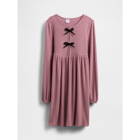 LS SNIT BOW FRONT DRS WISPY MAUVE WASH