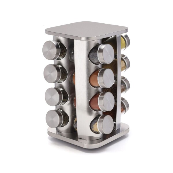 Especiero Giratorio 16 Frascos Vidrio Para Condimentos Cocina Acero Inoxidable Imback Especiero Giratorio 16 Frascos Vidrio Para Condimentos Cocina Acero Inoxidable Imback