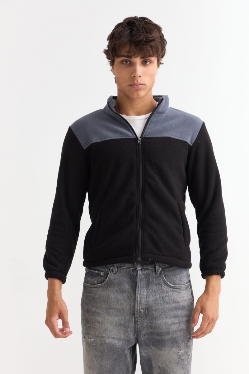 Campera de polar con corderito NEGRO