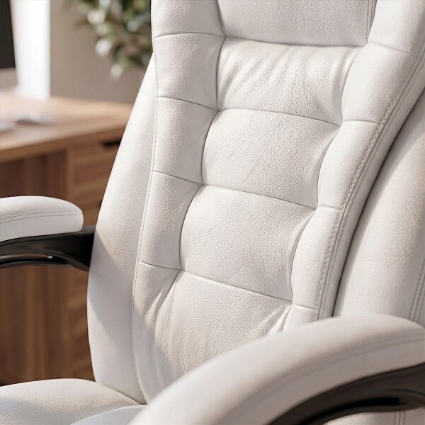 Silla Oficina Sillon Escritorio Ejecutiva Ergonomica Cuero con apoyapies IMBACK Color Blanco Silla Oficina Sillon Escritorio Ejecutiva Ergonomica Cuero con apoyapies IMBACK Color Blanco