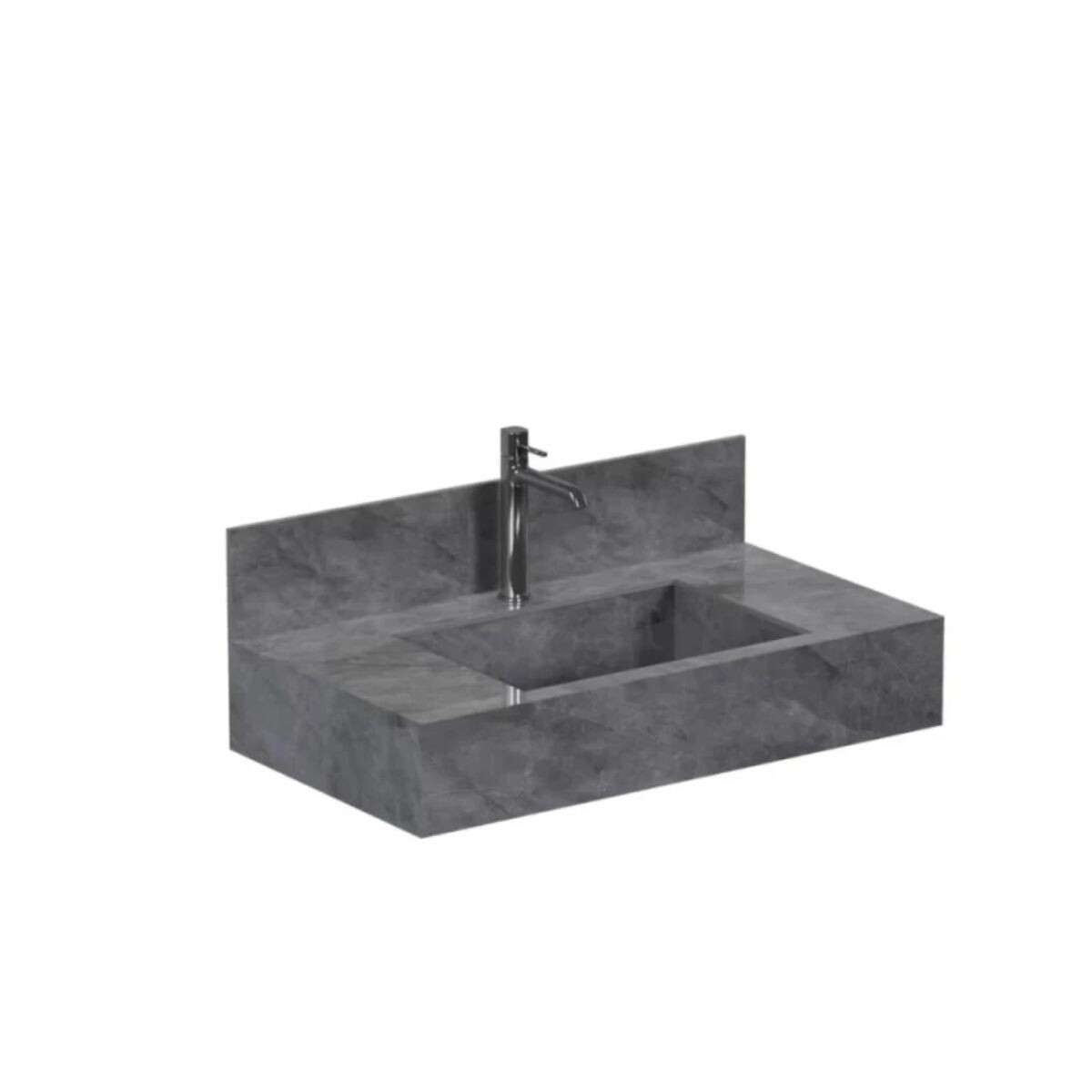 Mueble De Baño Suspendido De Porcelanato Gris Napoles 80 Cm Con Bacha Incorporada 