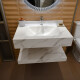 MUEBLE MARCHI DE PIEDRA TIPO CARRARA CON ESTANTE INCL VALVULA - 80X50X15 GAMAS DE BLANCO
