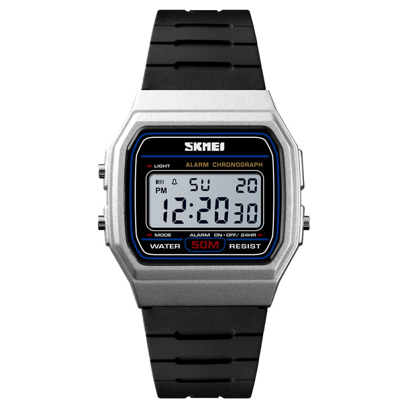 Reloj Skmei 1412SI Deportivo Unisex Digital Negro y Plateado Plateado