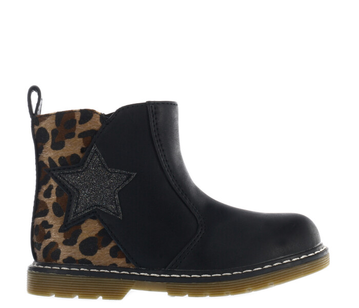 Bota TOTI con detalle de estrella y animal print Black