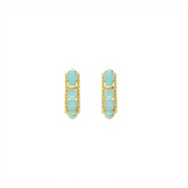 Caravanas Delfina-Plata rodinada con micra de oro 18k. Piedra Amazonita-CA2027 conpiedra