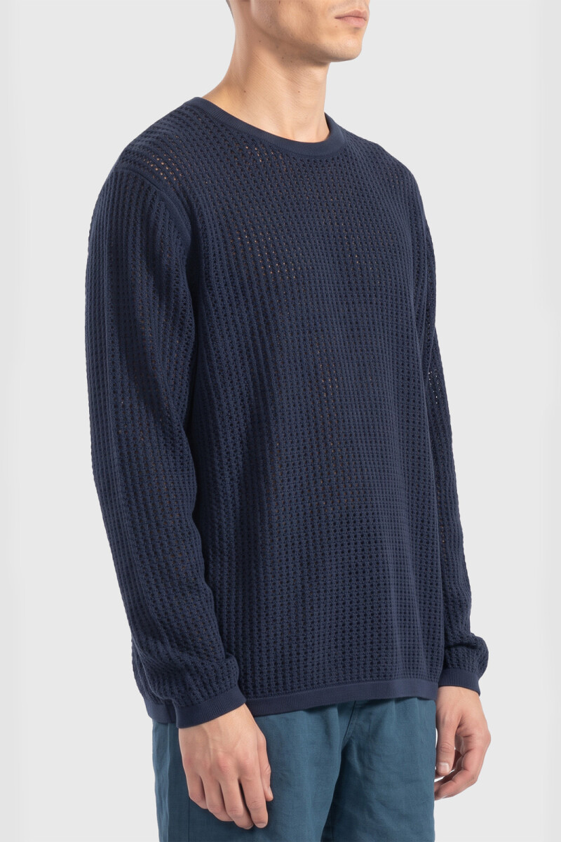 LONG SLEEVE KNITTED SHIRT Navy