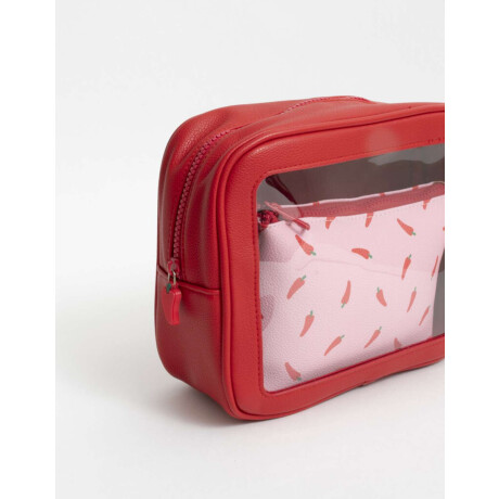 Set De Portacosméticos Rojo Medio