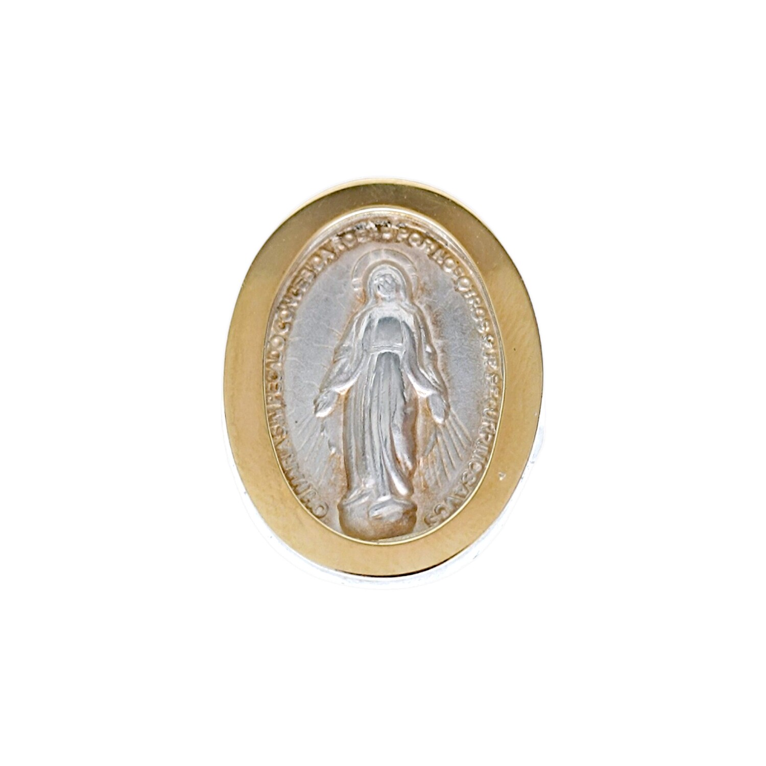 Anillo Virgen Milagrosa-Plata y Oro-Sin Piedra-AN5861 sinpiedra